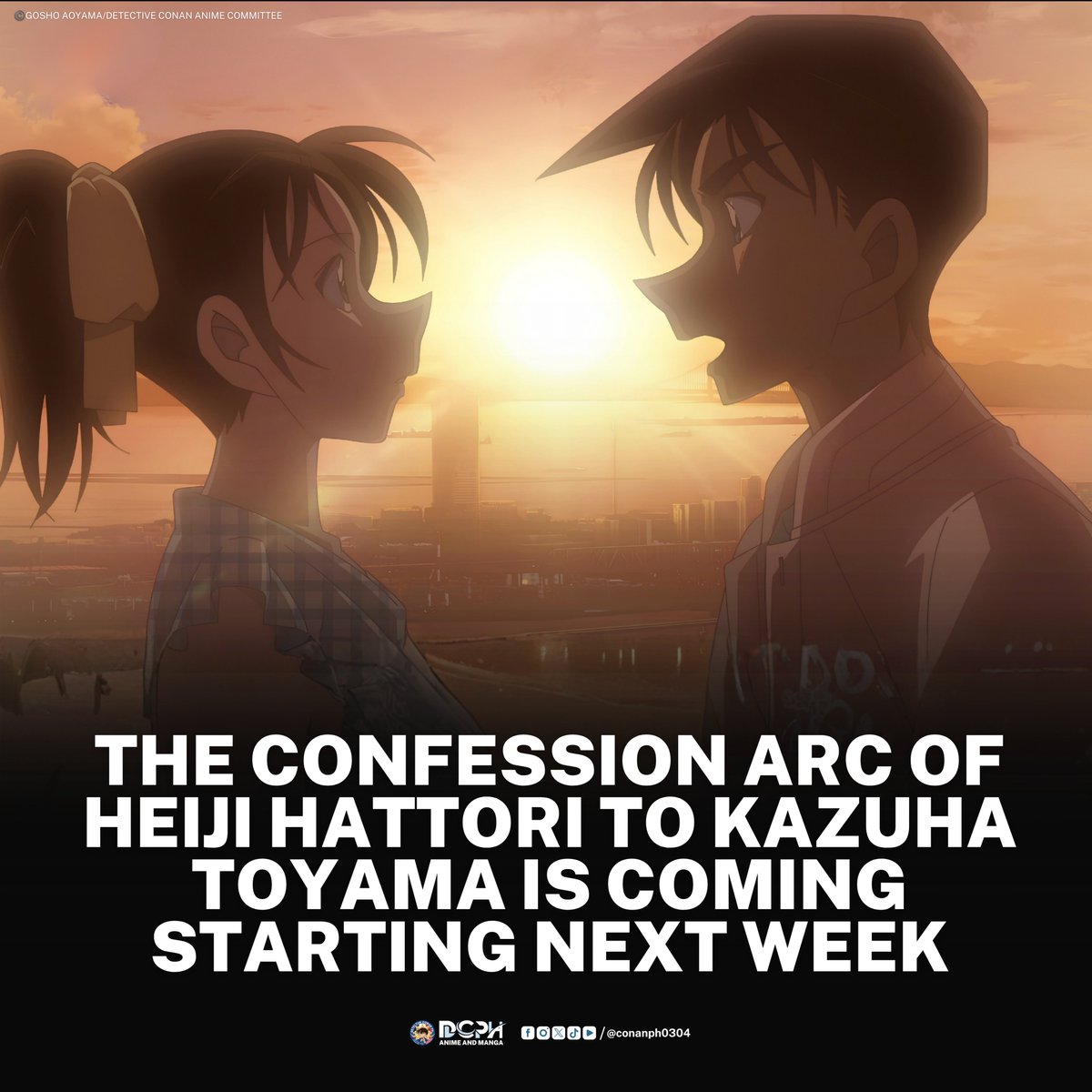 conanph0304's tweet photo. NEWS UPDATE | The most-awaited confession arc of Heiji Hattori is happening starting next week, with the upcoming 1214th episode, titled “The Crimson Finale.”

Adapted from Chapters 1129–1133 of Volume 106, the story follows Conan and his friends as they travel to Osaka to -- https://t.co/KRgMSvDfKY