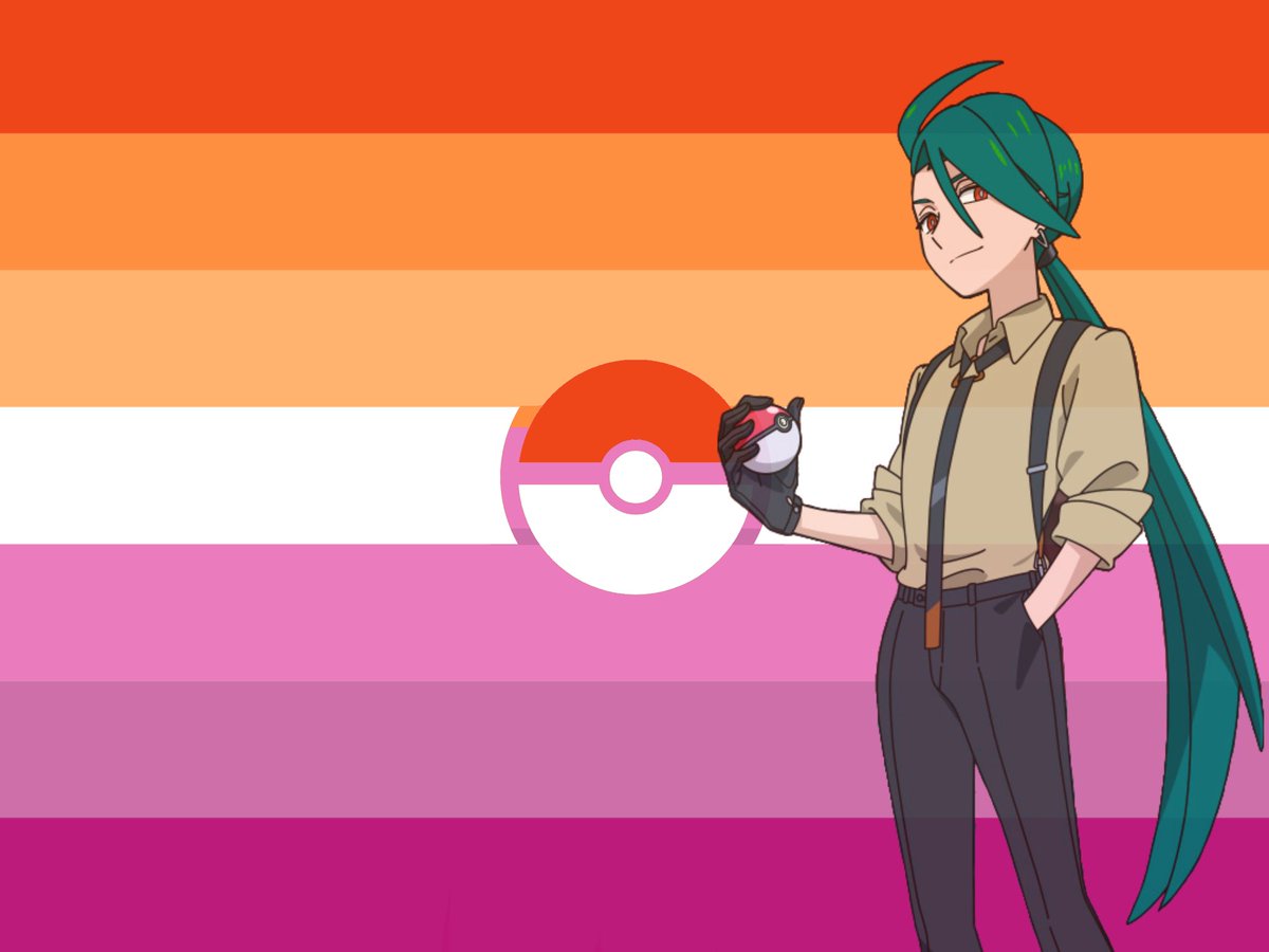 homebxnny's tweet photo. a lesbian flag for lesbians who like pokemon and rika from pokemon https://t.co/4QwTQzbMmb