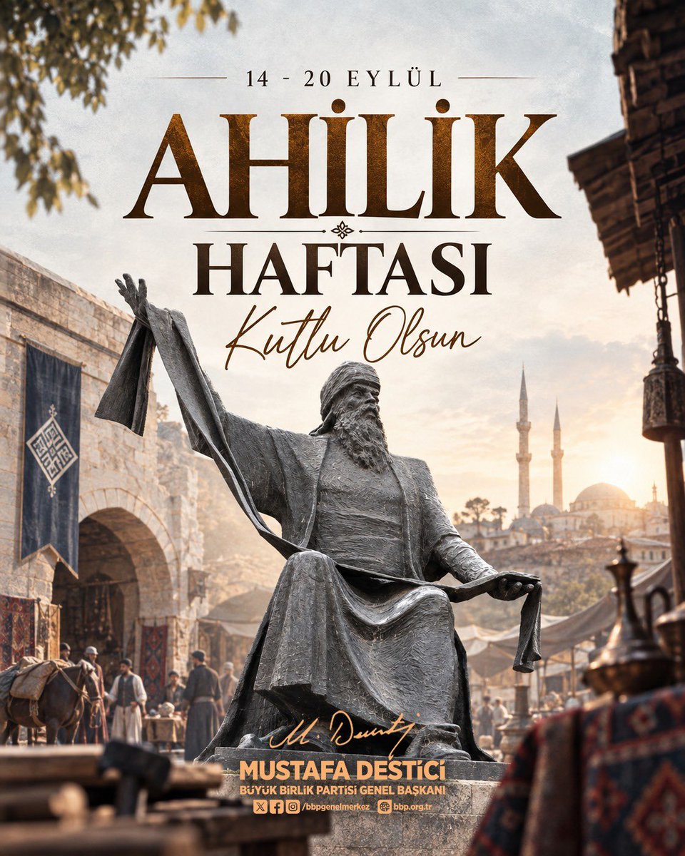 Mustafa_Destici's tweet photo. Ahilik; ticaretin ahlakla, kazancın helalle, üretimin kardeşlikle buluşmasıdır.
Esnafımız mahallenin hafızası, şehrin vicdanı ve millî ekonomimizin temel direğidir.
Esnafın kepengi kapanırsa yalnızca bir iş yeri değil, mahallenin ışığı da söner. 
Kapısı, sofrası ve gönlü açık; gözü, dili ve beli bağlı olanların kurduğu medeniyet, biiznillah yeniden Ahilik ahlakıyla yükselecektir.
 
#AhilikHaftası vesilesiyle Ahi Evran-ı Veli’yi rahmet ve minnetle yâd ediyor; bütün esnaf ve sanatkârlarımıza bereketli kazançlar diliyorum.