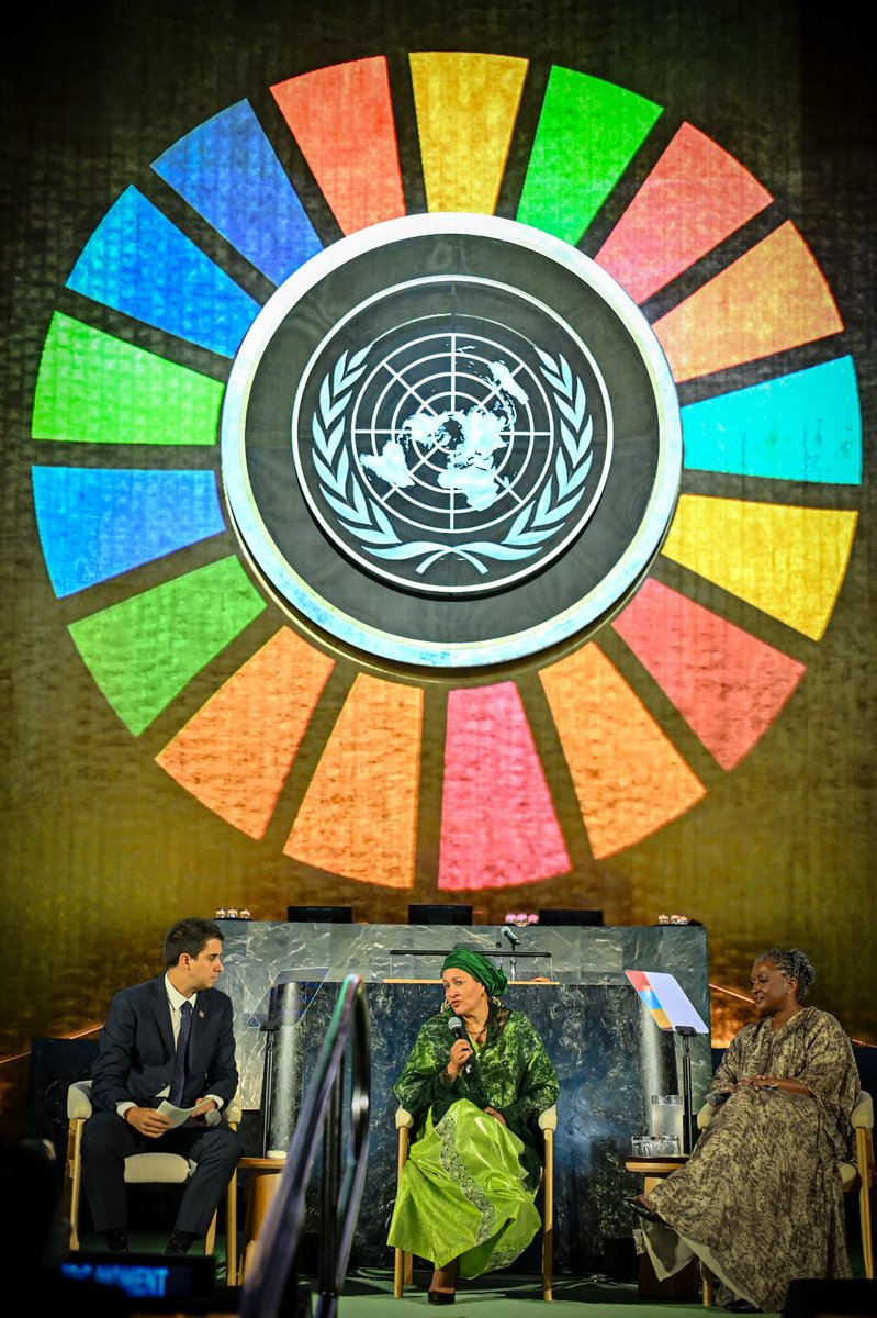 FirstLadyNam3's tweet photo. The future cannot be shaped without those who will inherit it. 🌍

At the 2026 SDG Moment, Ms Monica Geingos, UN SDG Advocate joined United Nations Deputy Secretary-General H.E. Amina J. Mohammed for a fireside conversation on leadership, inclusion and the future of the Sustainable Development Goals.

The discussion highlighted the importance of bringing young people to the table, not only to be heard, but also to help shape decisions, solutions and the future itself. 

In a world with a growing young population, the gap between young people and those making decisions about their future cannot be ignored.

Speaking during the conversation, Ms Geingos emphasised that “age does not determine whether someone is a good or a bad leader,” but that there is a significant gap between leadership and youth. 

“We need to make space, give up some power and resources, and enable real, serious decision-making.”

Young people may not always speak in the language of the SDGs, but they live the realities they seek to address, from finding employment and accessing healthcare and education to navigating inequality and social and political challenges.

Leadership means knowing when to step forward and when to step back, creating space for the next generation to lead.

Let us listen, make room and ensure that young people have a meaningful role in shaping the world they will inherit.

Together, We Can Do It.

#SDGMoment #SDGs #Agenda2030 #YouthLeadership #IntergenerationalLeadership