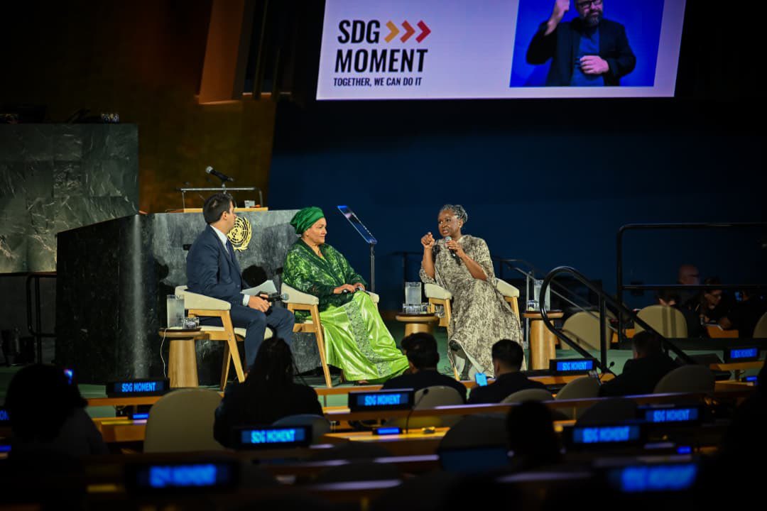 FirstLadyNam3's tweet photo. The future cannot be shaped without those who will inherit it. 🌍

At the 2026 SDG Moment, Ms Monica Geingos, UN SDG Advocate joined United Nations Deputy Secretary-General H.E. Amina J. Mohammed for a fireside conversation on leadership, inclusion and the future of the Sustainable Development Goals.

The discussion highlighted the importance of bringing young people to the table, not only to be heard, but also to help shape decisions, solutions and the future itself. 

In a world with a growing young population, the gap between young people and those making decisions about their future cannot be ignored.

Speaking during the conversation, Ms Geingos emphasised that “age does not determine whether someone is a good or a bad leader,” but that there is a significant gap between leadership and youth. 

“We need to make space, give up some power and resources, and enable real, serious decision-making.”

Young people may not always speak in the language of the SDGs, but they live the realities they seek to address, from finding employment and accessing healthcare and education to navigating inequality and social and political challenges.

Leadership means knowing when to step forward and when to step back, creating space for the next generation to lead.

Let us listen, make room and ensure that young people have a meaningful role in shaping the world they will inherit.

Together, We Can Do It.

#SDGMoment #SDGs #Agenda2030 #YouthLeadership #IntergenerationalLeadership