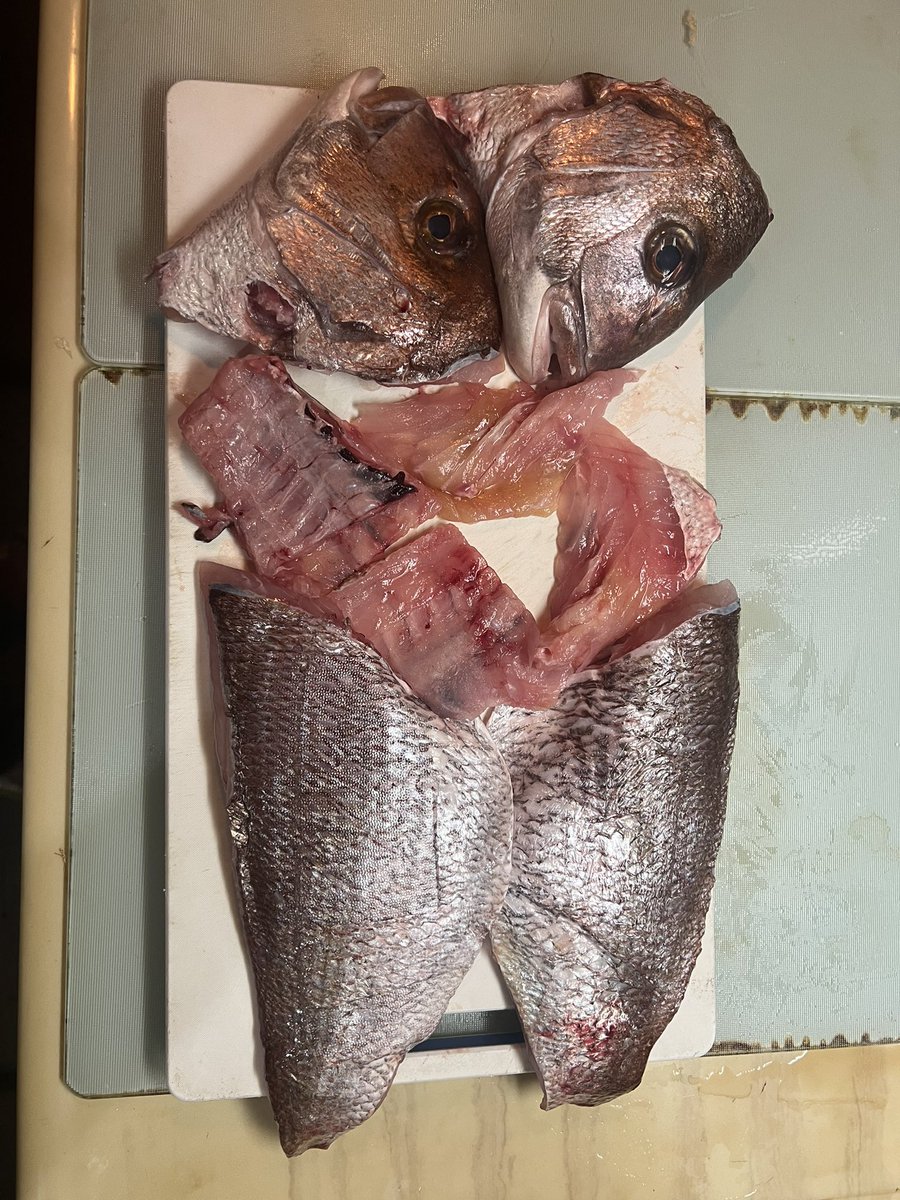 kazootaki's tweet photo. 今日は、安くて天然のいい真鯛を買ったので、晩御飯はあら汁とアクアパッツァを作りました🤗
#真鯛
 #あら汁
#アクアパッツァ
#晩御飯 https://t.co/tUaM0a5nSJ