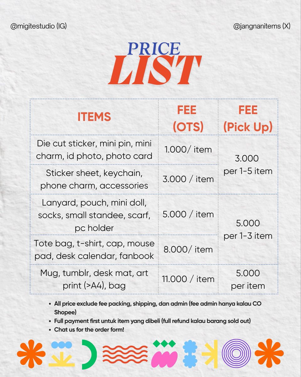 jangnanitems's tweet photo. Hi teman teman👋🏻 kita open jastip comifuro day 1!! ˶╹ꇴ╹˶
🧧fee start from 1k - 11k
🛒bisa OTS dan pick up (ง'̀-'́)ง
🚀ship from Jakarta
TnC dan Pricelist ada di bawah yaa

Bisa tanya lewat DM!! 📩 Cocok buat yg jauh dan mager ᯇᴗᯇ 

#jastipcf23 #cf23 #comifuro #comifuro23 https://t.co/LowfwQ2N44