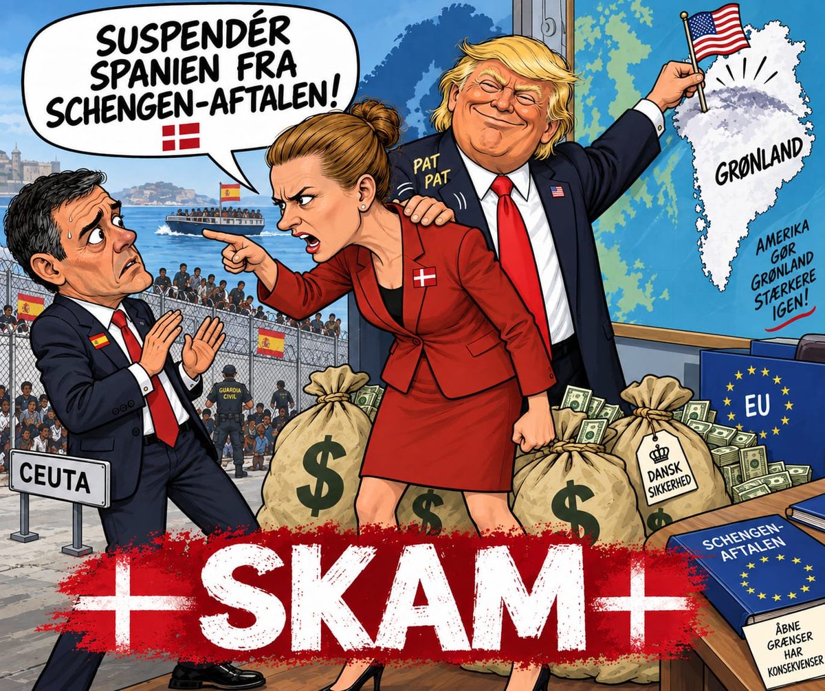 JMCDrummer83's tweet photo. 🇬🇱 Trump threatens Greenland:

🤝 The European brother closes ranks with Denmark.

When that same european brother has the problem:

🚪 Schengen?A curious way of understanding European solidarity. 🇪🇺🤔

 SKAM!!!
#schengen #denmark #Greenland https://t.co/0nKUM0MQLi