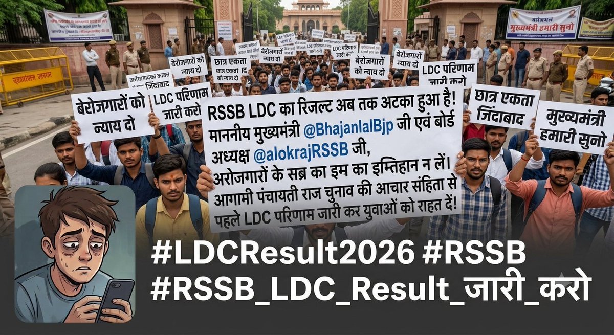 rc3688643's tweet photo. LDC भर्ती परीक्षा परिणाम जल्द जारी किया जाए, ताकि अभ्यर्थियों को राहत मिल सके और वे अपने भविष्य को लेकर आगे की तैयारी कर सकें।

@alokrajRSSB  जी से उम्मीद है कि अभ्यर्थियों की मांग पर जल्द संज्ञान लिया जाएगा।🤔

#RSSB_LDC_Result_जारी_करो https://t.co/OGpYoTYmNm