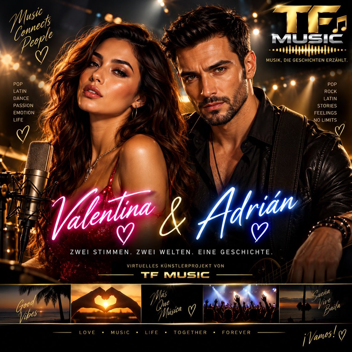 TFMusicOfficial's tweet photo. 🎤 VALENTINA & ADRIÁN ❤️‍🔥

Zwei Stimmen. Zwei Welten. Eine Geschichte.

Pop • Rock • Latin 🌎🎶
Von großen Balladen bis zu heißen Latin-Sounds – Valentina & Adrián sind ein virtuelles Künstlerprojekt von TF MUSIC.

Neue Songs. Neue Geschichten. Und wir haben gerade erst angefangen. 🔥

#ValentinaYAdrian #TFMusic #VirtualArtists #PopMusic #LatinMusic #RockMusic