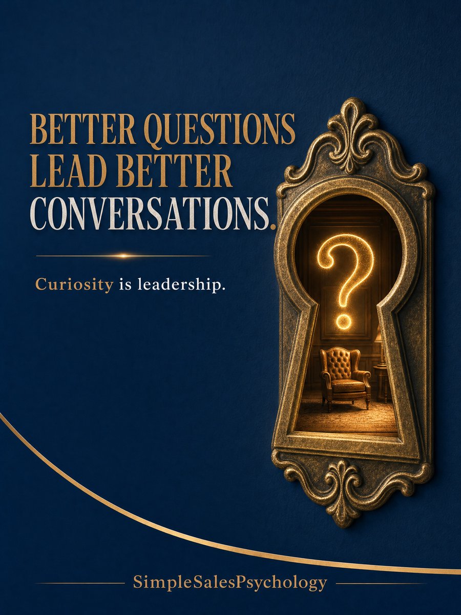 SimpleSalesPsy's tweet photo. The person asking better questions leads the conversation. A presentation gives the buyer your perspective. A question gives them access to their own.

#SalesQuestions #SalesPsychology https://t.co/CiwOq4NFOu