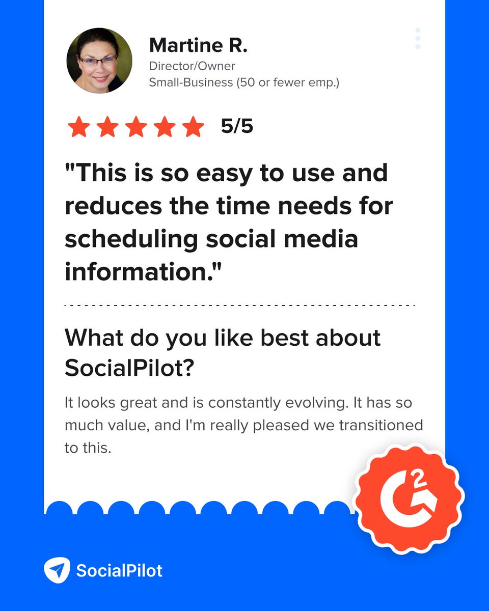 socialpilot_co's tweet photo. Nothing explains a tool better than the people using it every day. 💛
Link in Bio. #SocialPilot https://t.co/2ORHPBrxX6