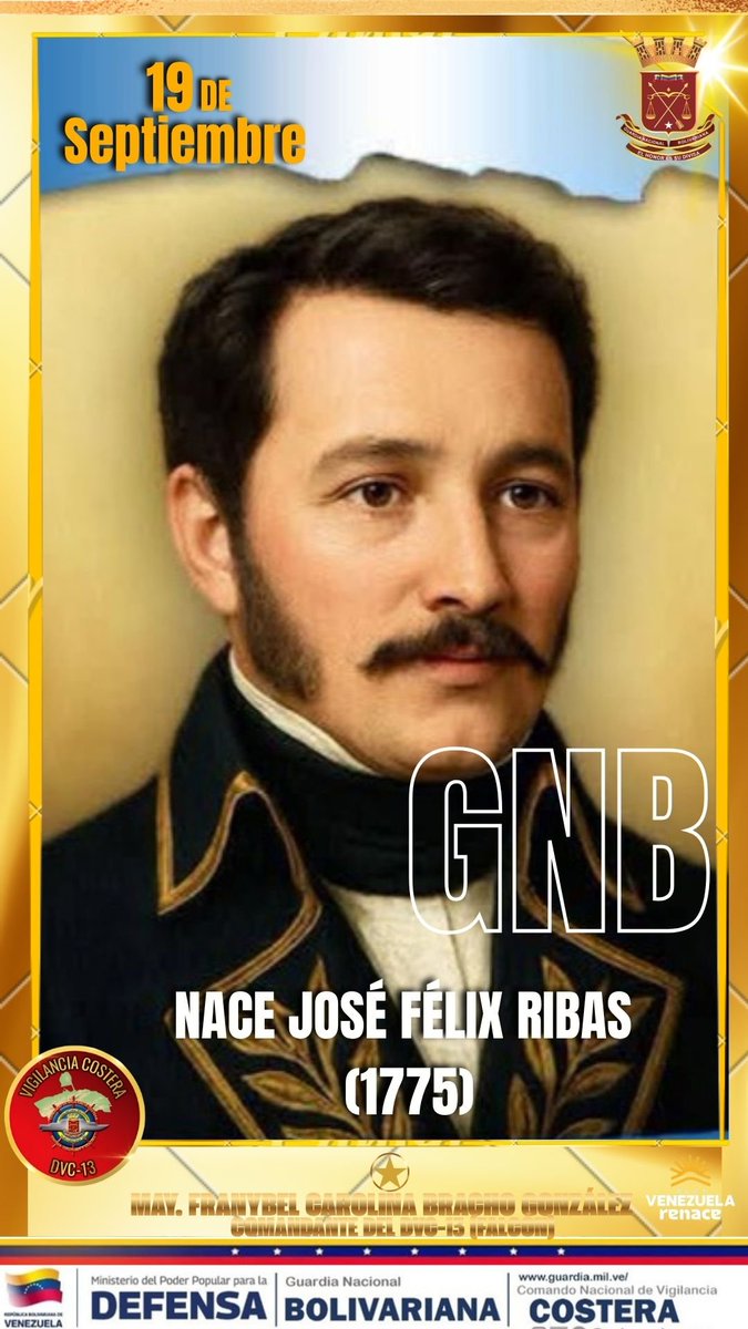 GNBDVC13's tweet photo. 📆#Efemérides  El 19sep1775, nace en Caracas, Venezuela, José Félix Ribas, apasionado defensor de la libertad e ilustre prócer de la independencia nacional, quien junto con Simón Bolívar y otros jóvenes apoyó la independencia de  🇻🇪, al participar en la Revolución de 1810. https://t.co/5piODUwS39