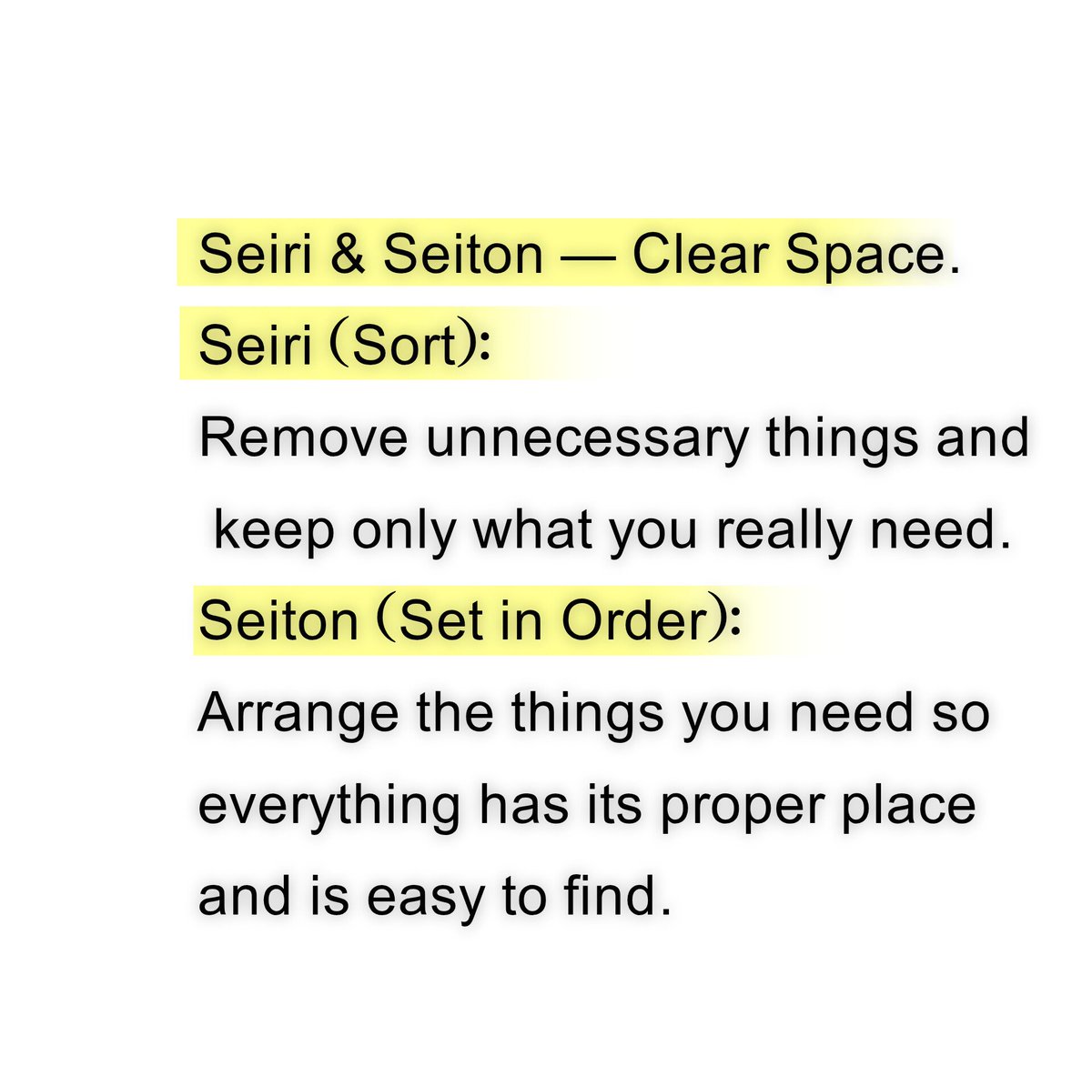 AshfaqMerw95038's tweet photo. Seiri and Seiton...clear space,#discipline#success#mindset. https://t.co/E14DsN4qnd