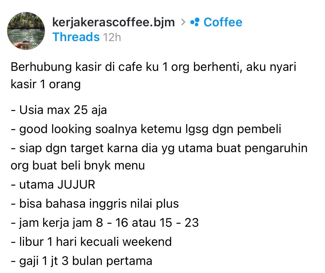 taurosze's tweet photo. PANTES AJA PADA RESIGN😭👊🏻

Udah gaji cuma 1 juta terus minta good looking!??
Terus cari driver di gaji 50rb sehari???

Dzolim banget😭 https://t.co/KoPL67j8l3