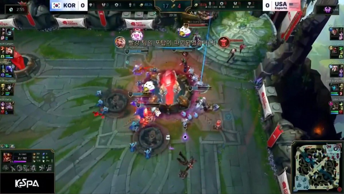 _fakerrai's tweet photo. The AG exhibition games between Team KOR (composed of Zeus, Canyon, Zeka, Gumayusi, and Keria*) and Team USA only lasted around 19 to 20 mins, with Team KOR winning 3-0.

Game 1: Around 20 mins
Game 2: Around 19 mins
Game 3: Around 20 mins again

Insane.

*Faker is not included in today's starter line up.