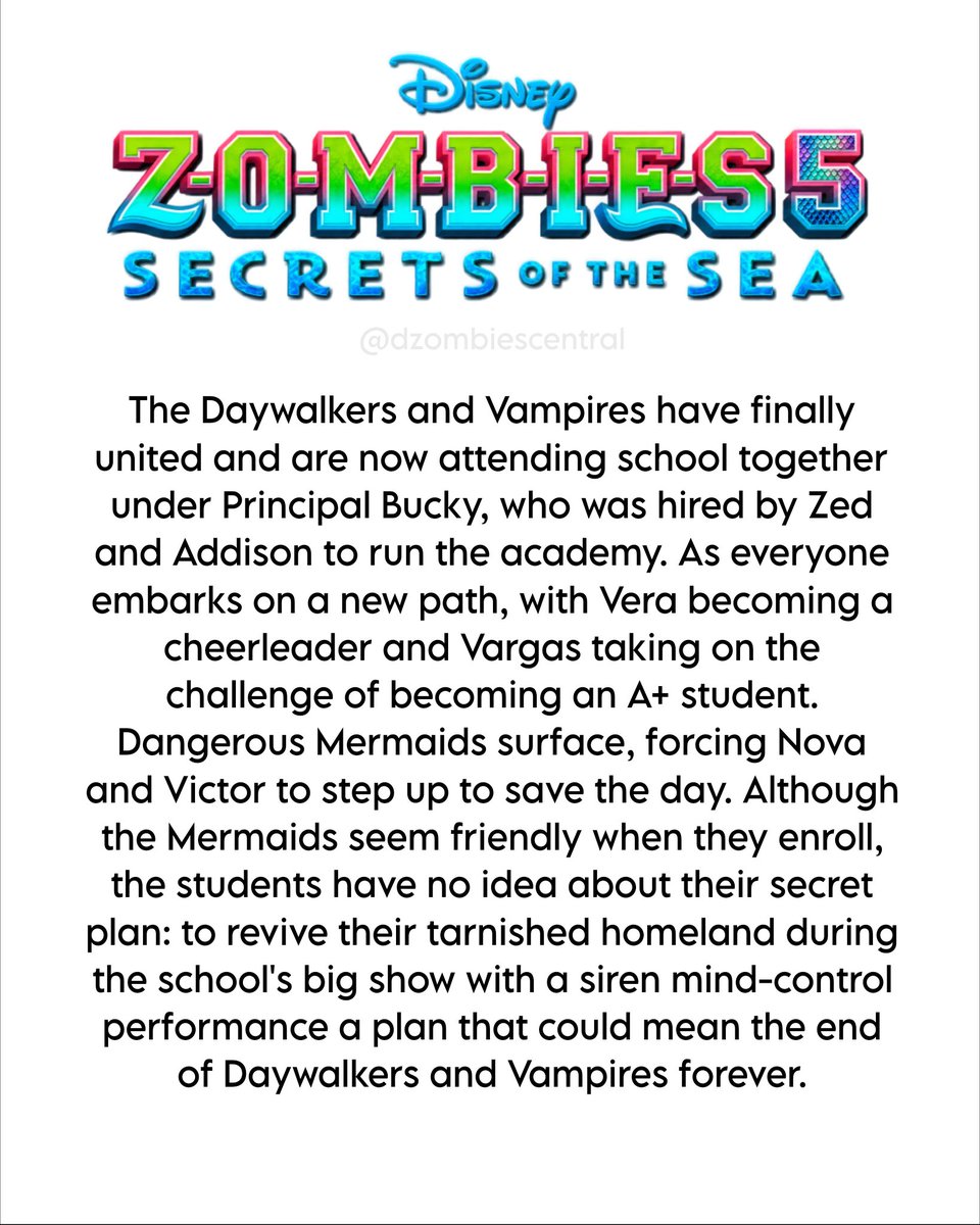 dzombiescentral's tweet photo. 🚨 New synopsis for Zombies 5: Secrets of the Sea revealed by Disney Channel Japan ! https://t.co/A08uV9uFpC