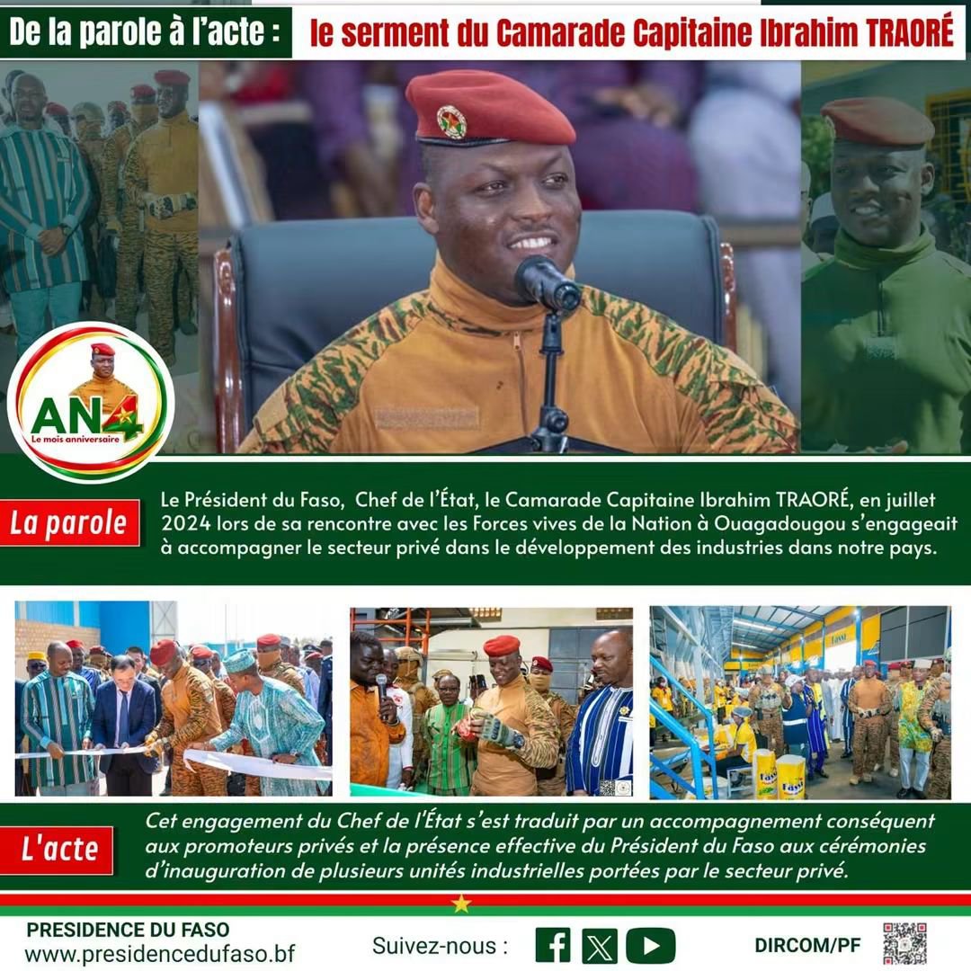 sigbf's tweet photo. AN4
DE LA PAROLE À L'ACTE : le serment du Camarade Capitaine Ibrahim TRAORÉ 
Vignette 19/30: Soutien de l'État au secteur industriel privé https://t.co/vSiMJib8G4