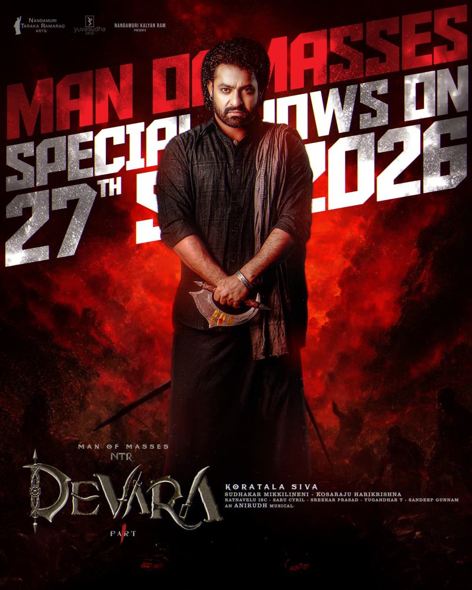 MilagroMovies's tweet photo. #Devara Special Fans Shows this September 27th! 🔥

MAN OF MASSES @tarak9999 🔥 https://t.co/X2R06OuDSw
