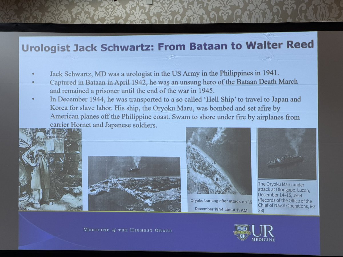 urmed_urology's tweet photo. Self-proclaimed 50th-year resident Dr. Ron Rabinowitz tells the riveting #UntoldStory of urologist war hero Jack Schwartz at #NSAUA26 @AmerUrological https://t.co/dbnmuAjH1b