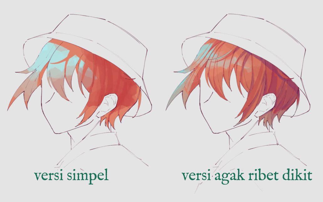 raira_nee's tweet photo. meski kadang ga konsisten/messy, ternyata style render rambut aku bisa kebagi 2 gini secara umum... feat. Tsukasa anak my https://t.co/gdv5xyQi4G