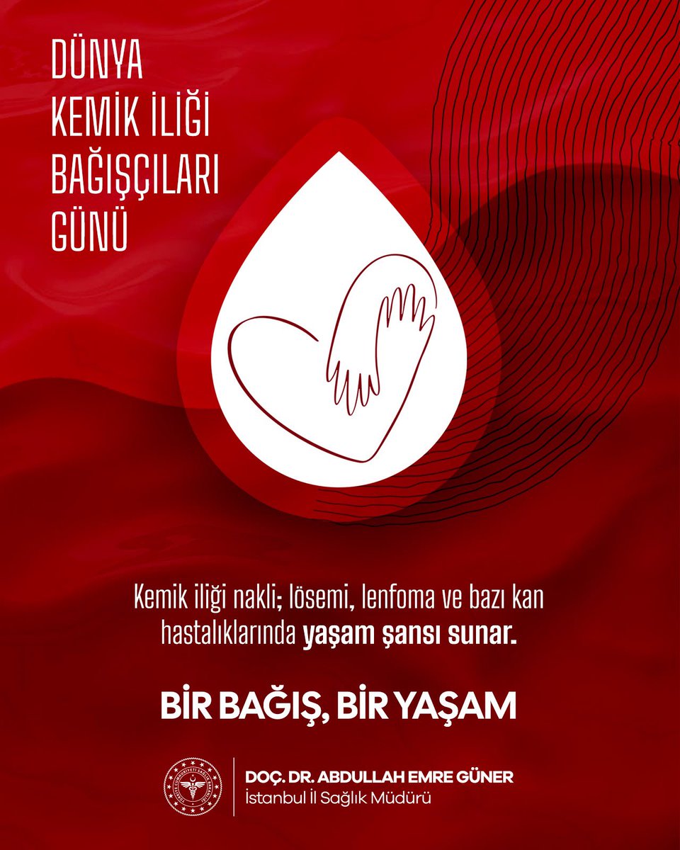 dr_aemreguner's tweet photo. Kemik iliği bağışıyla bir hastanın hayata tutunmasına; bir çocuğun annesine yeniden sımsıkı sarılmasına vesile olabilirsiniz. 

Bir bağış, bir yaşam. ❤️

#DünyaKemikİliğiBağışçılarıGünü https://t.co/VS0KGzocmF
