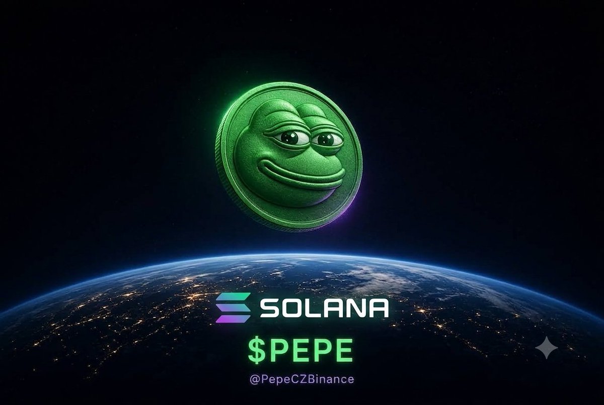 PepeCZBinance's tweet photo. The cosmic frog has landed! 🐸 BREAKING: PEPE is now officially LIVE on the Solana blockchain. $PEPE is taking new heights from orbit to your wallet. #PEPE #Solana #CryptoNews https://t.co/rcpv3Wi0rm