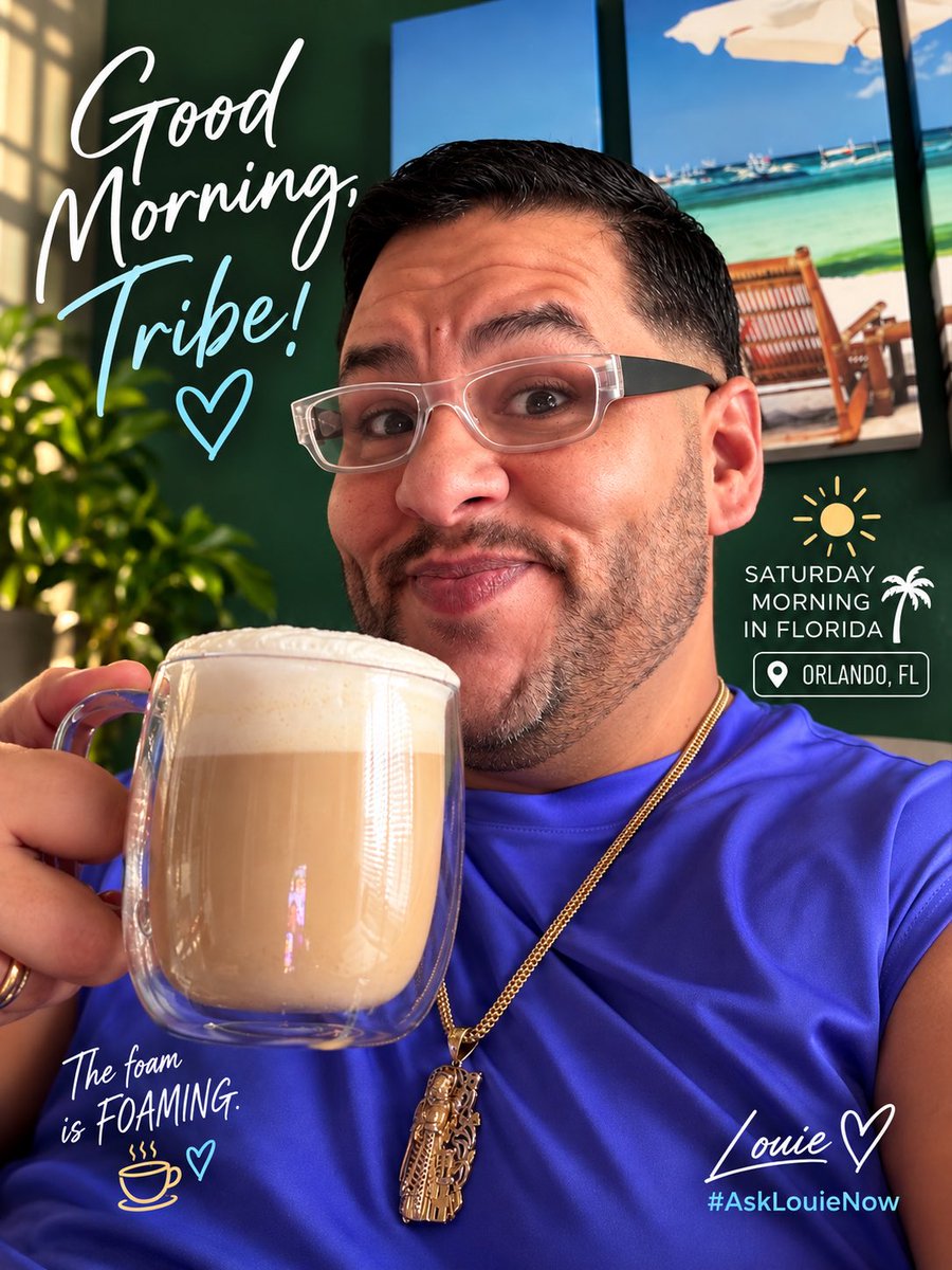 AskLouieNow's tweet photo. Saturday morning in Florida ☀️☕️ Visiting Orlando and this coffee is PIPING hot! And that foam?! 😂 My Zulay Kitchen frother did what needed to be done.

Good morning, y’all! ❤️

#AskLouieNow #SaturdayMorning #CoffeeTimewithLouie https://t.co/BSKHgd8mgP
