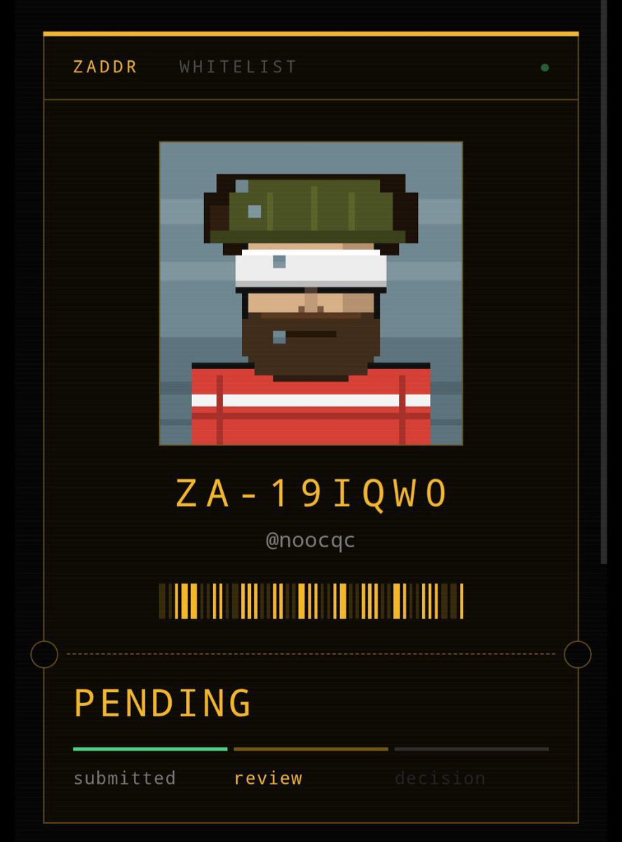 Noocqc's tweet photo. Something might have slipped through with my WL application at @zaddrnet 👀

I applied early and my application is still sitting on PENDING ⏳ I’ve been following ZADDR closely and would genuinely love to be part of the community from the beginning.

@zaddrnet if possible, please take another look at my application and consider me for a WL spot 🙏 I’d really appreciate it.

Been here early and hoping to make the list this time 🤞
