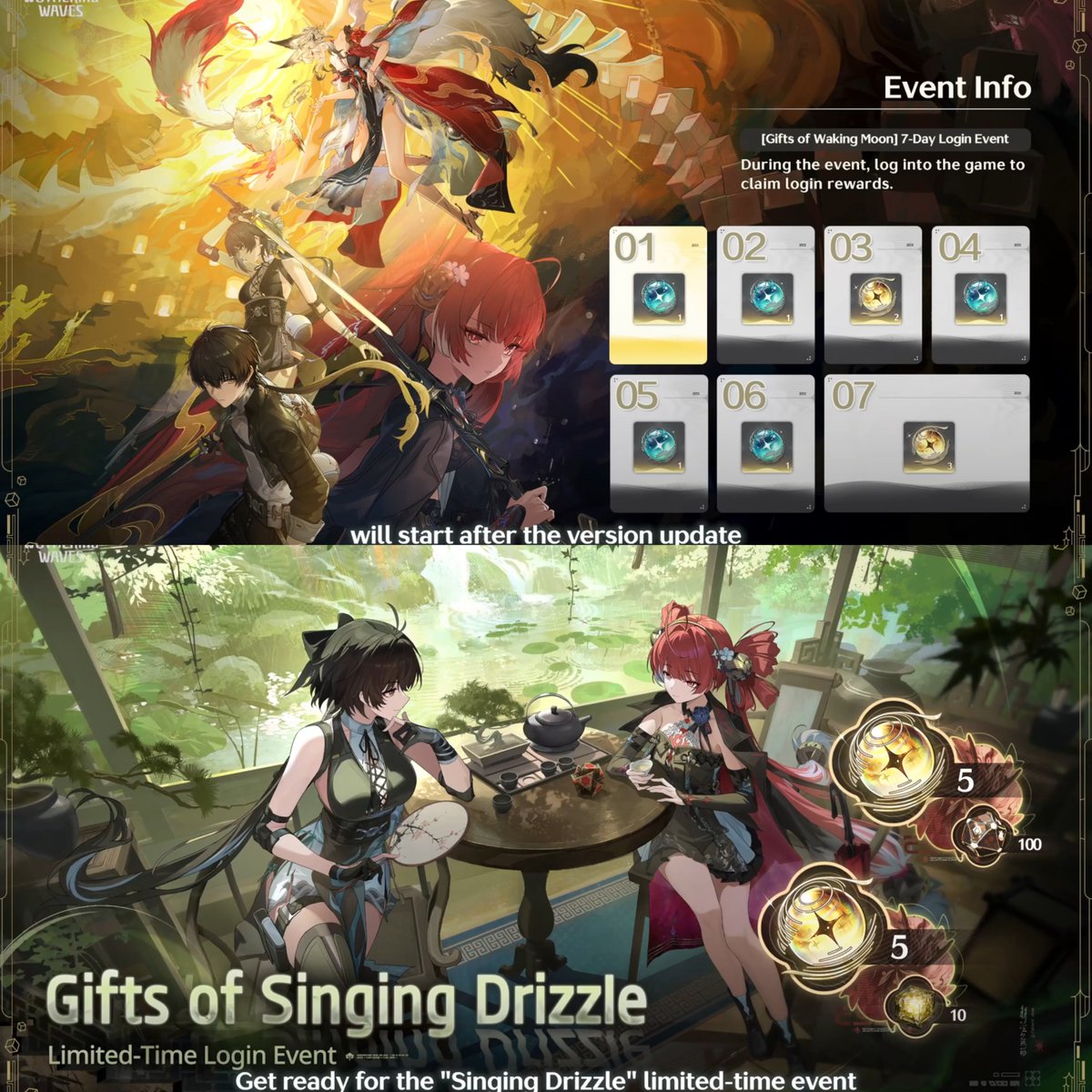 WuWa_Verse1's tweet photo. TWO LOGIN EVENTS IN 3.7

#WutheringWaves https://t.co/ow336FQUAT