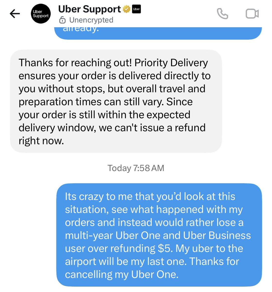 flyryan's tweet photo. @Uber_Support I tried. Moving my business (and business account) to Lyft. https://t.co/6J5XtRs5yJ