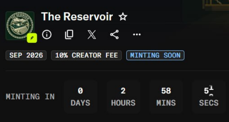 Hayatonekob's tweet photo. The Reservoir mint live in the next 3 hours https://t.co/D8dY1eo0gY