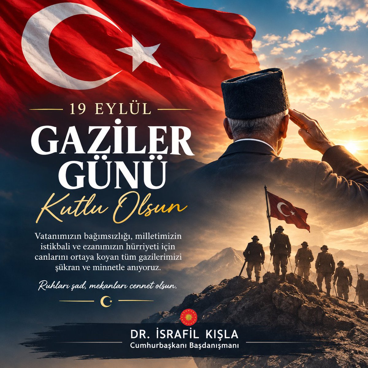 israfilkisla's tweet photo. Vatan ve millet uğruna gözünü kırpmadan canlarını siper eden tüm gazilerimizin #GazilerGünü kutlu olsun.

Vatanımızın bağımsızlığı, milletimizin istikbali ve ezanımızın hürriyeti için canlarını ortaya koyan aziz şehitlerimizi ve ahirete irtihal eden kahraman gazilerimizi rahmet, minnet ve şükranla yâd ediyorum.

Ruhları şad, mekânları cennet olsun.

#19EylülGazilerGünü