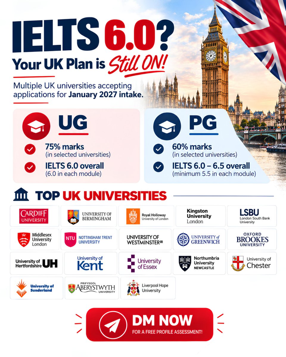 ASWGlobal's tweet photo. π¬π§ IELTS 6.0 hai? UK ka plan abhi bhi ON hai! π
π Visit ASW Global
2nd Floor, United Plaza, Blue Area, Islamabad
π² WhatsApp: 0331-9999885
#UKJanuary2027 #StudyInUK #UKUniversities #JanuaryIntake #IELTS6 #StudyAbroad #UKAdmission #InternationalStudents #StudyInBritain https://t.co/7VHKruwxtl