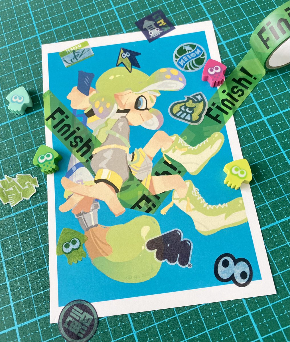 sp_zund's tweet photo. Nintendoで買ったシールを使いたくて絵と合わせた✨🦑
やりたかったことができて満足〜❤️‍🔥楽しい！ https://t.co/jV7uRITW3n