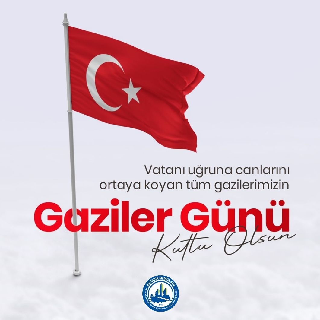 BayndrMemurSen's tweet photo. Vatanı ve milleti uğruna serdengeçen gazilerimizin 19 Eylül #GazilerGünü kutlu olsun.

Ahirete irtihal eden gazilerimizi rahmet, minnet ve şükranla anıyor, hayattaki gazilerimize uzun ve bereketli bir ömür diliyoruz.

Vatan size minnettar. 🇹🇷 https://t.co/B8fkj3WOoF