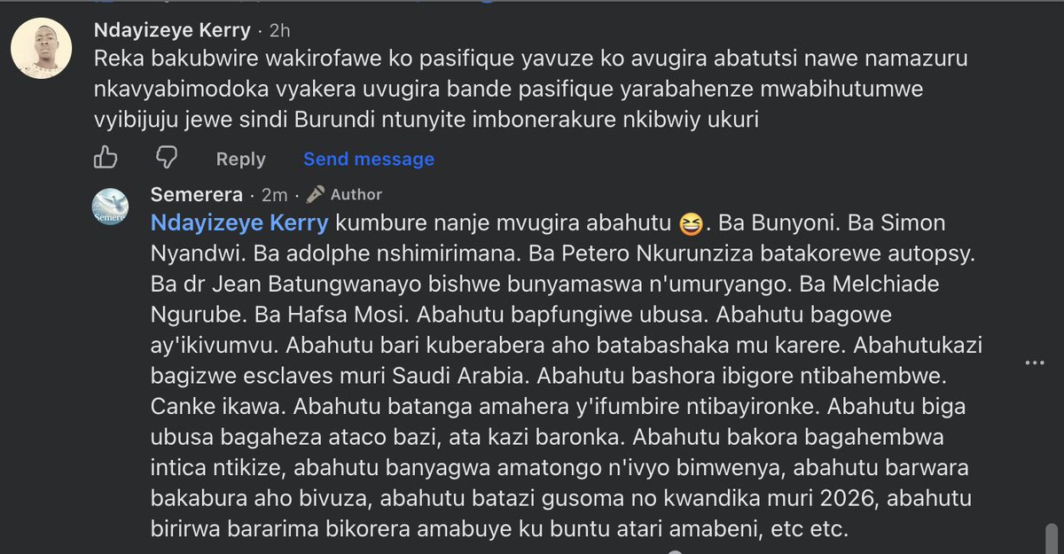 semerera2's tweet photo. Uno musi nariye amavubi - imbonerakure mwese muze nabakenyereye, ndabakomeshe ibivumvuri bibice  :) - You are just messing with the wrong guy https://t.co/kLd7FyJpGt