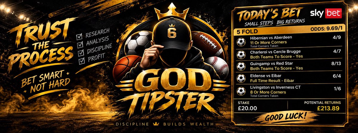 6GODTIPSTER's tweet photo. Today's bets: 0.5 stake at 2/1, then a longer shot at 9/1. 

Keep the momentum 🚂

#momentum #bet #football https://t.co/FQrWQB83K0