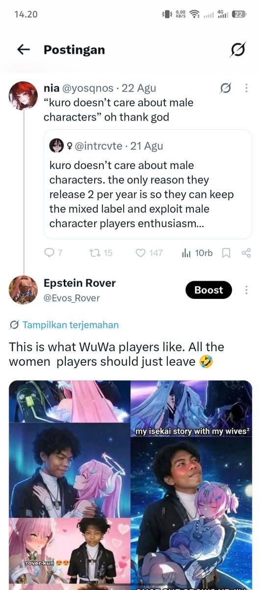 Evos_Rover's tweet photo. @Riju1T_T Fact fandom wuwa is trash , blocked people 🤣 https://t.co/7KR8kv7fXb