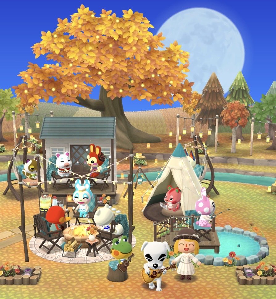 akamaru66's tweet photo. ヘンリーの森で過ごす休日キャンプ場⛺️🍂🐸

#ポケ森コンプリート
#ポケ森レイアウト
#ポケ森 https://t.co/o0MUxzTj89
