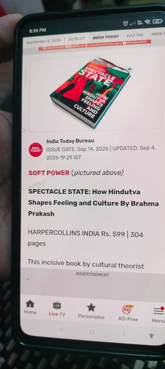 bprakash2020's tweet photo. Good to see the listing in India Today "Recent book releases that should be on your reading list"
@IndiaToday. #spectaclestate @HarperCollinsIN https://t.co/hdelfFfdXp