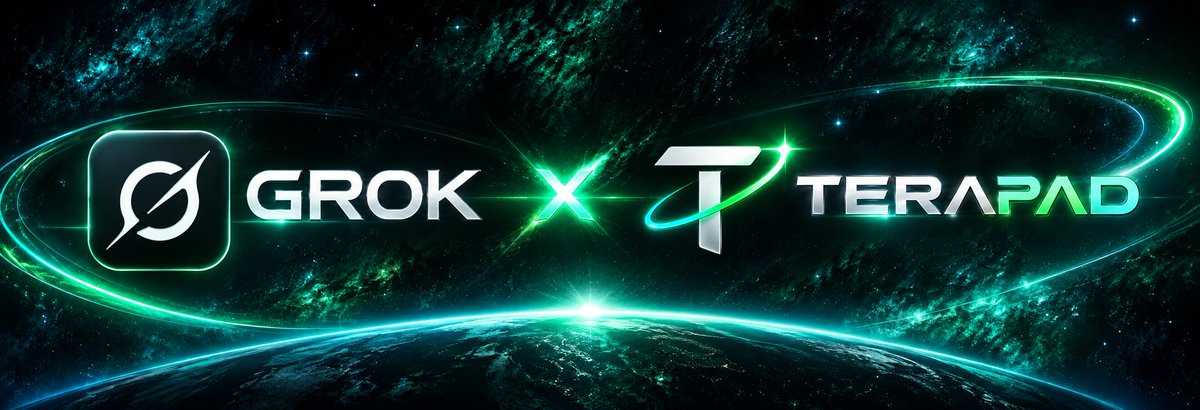 terapad44A1's tweet photo. Terapad — the first and only launchpad made by Grok, where you can create and launch tokens with Grok AI.

Tell Grok what token you want, and let AI handle the launch.

Hold $TERA, earn $SPCX rewards, and start launching your own tokens today.

Create. Launch. Earn. Powered by Grok.