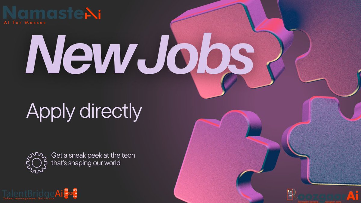 ai_namaste's tweet photo. 🚀 Join the Team! 🚀

https://t.co/c2ZXa9gbdz

https://t.co/VqhO4HHEKE

https://t.co/k9REeoLVxL

https://t.co/bFRykPqMfu

#NowHiring

#JoinOurTeam

#OpportunityKnocks

#namasteai

#talentbridgeai

#roozgaarai

@namasteai @roozgaarai @talentbridgeai https://t.co/RX4zcA4zZ2