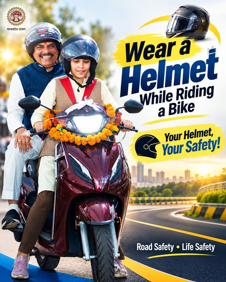 mohdept's tweet photo. 🏍️ Wear a Helmet While Riding a Bike

🪖 Your Helmet, Your Safety

Road Safety • Life Safety

@DrMohanYadav51
@CMMadhyaPradesh 
@MPPoliceDeptt 

#Helmet #TrafficRule https://t.co/0FKBIeEA6c