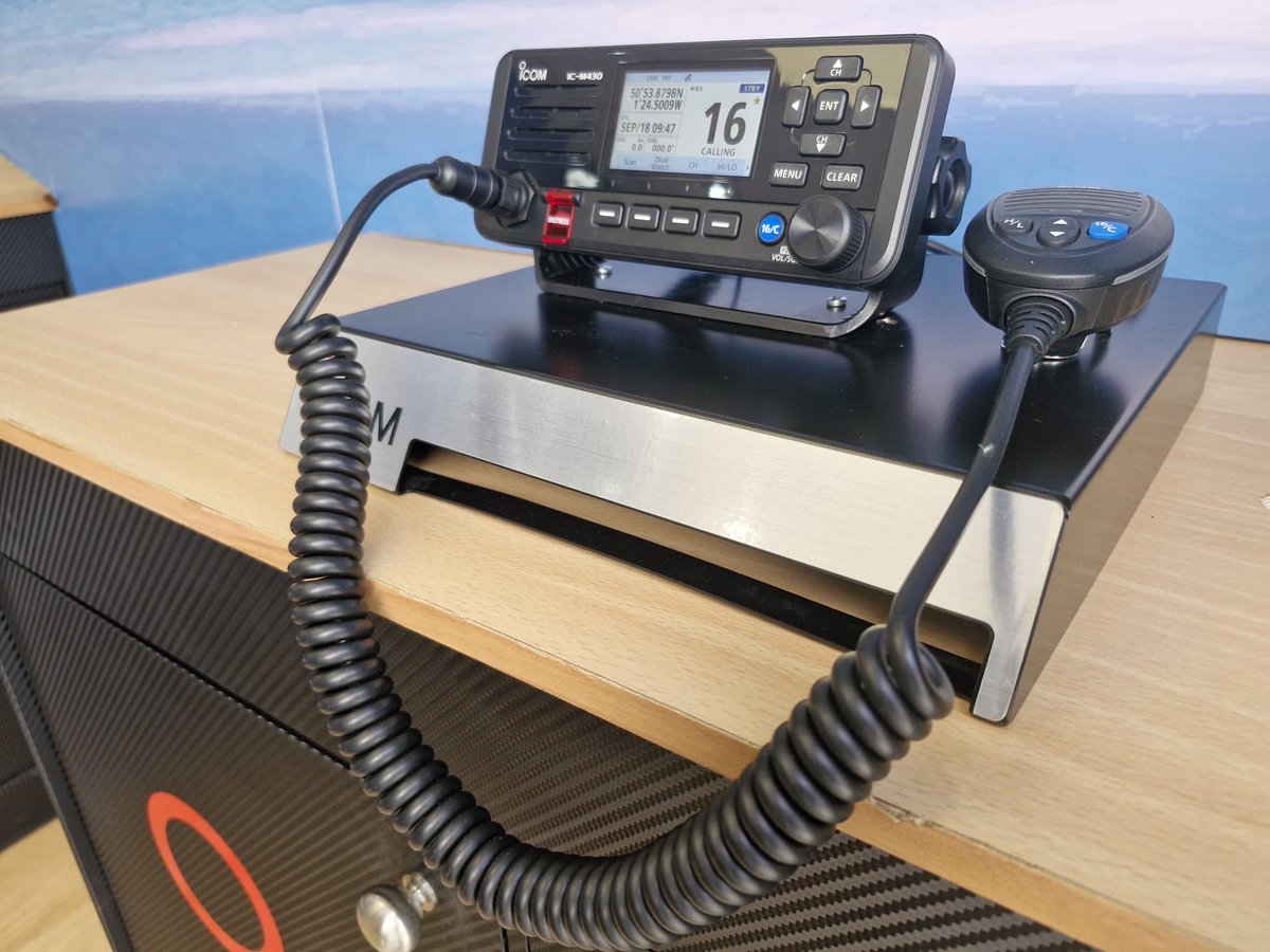 Icom_UK's tweet photo. In the spotlight on our stand at the @SotonBoatShow
Featured up close: the IC-M430 Fixed VHF and the MA-600TRBB Class B+ AIS Transponder.
Swipe through to see them, and visit Stand A58 to speak with our team about our marine communications line-up!
#Icom #MarineElectronics https://t.co/S0YRJB33Sf