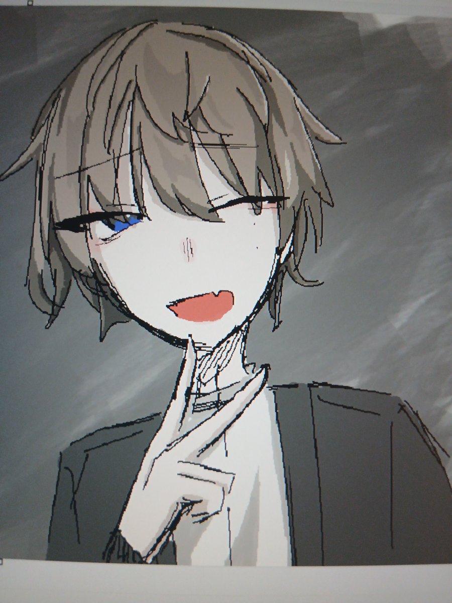 cab5jm's tweet photo. 落書きパナンニック　マジ誰…ピアス忘れたし髪の色も明るすぎたけど落書きだから許して(´；ω；｀) https://t.co/wbiUhDZlko