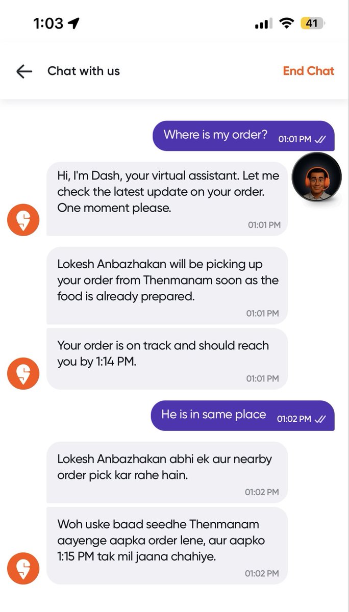 sujithmani003's tweet photo. @Swiggy @SwiggySupport, This is extremely frustrating.
I’m in Tamil Nadu and I was communicating with your support bot entirely in English. Yet, without asking me or giving me any language-selection option, the bot suddenly started responding in Hindi
#tamilnadu #swiggy https://t.co/uCfos07r8f