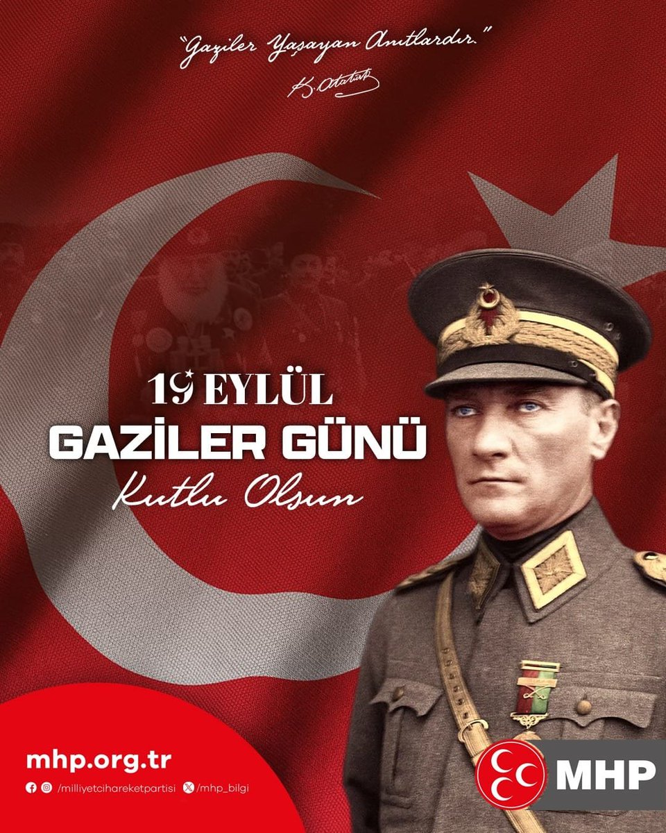 fatmapolattr's tweet photo. 19 Eylül #GazilerGünü Kutlu Olsun

"Gaziler Yaşayan Anıtlardır." Gazi Mustafa Kemal ATATURK https://t.co/DufEbccJ9N
