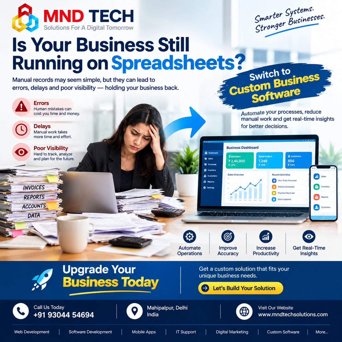mnd_tech's tweet photo. 🚨 Is Your Business Still Running on Spreadsheets?
✅ Automate daily operations
✅ Reduce manual errors
✅ Improve productivity
✅ Access real-time business insights
✅ Make faster, data-driven decision
#MNDTECH #CustomSoftware #BusinessAutomation #DigitalTransformation https://t.co/gXhr4topug
