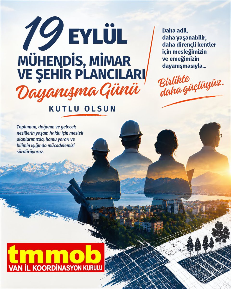 FerhatKYLK's tweet photo. 19 Eylül Mühendis, Mimar ve Şehir Plancıları Dayanışma Günü Kutlu Olsun 🌿
@TMMOB1954 #birliktegüclüyüz #tmmob https://t.co/GJBSAeImYP