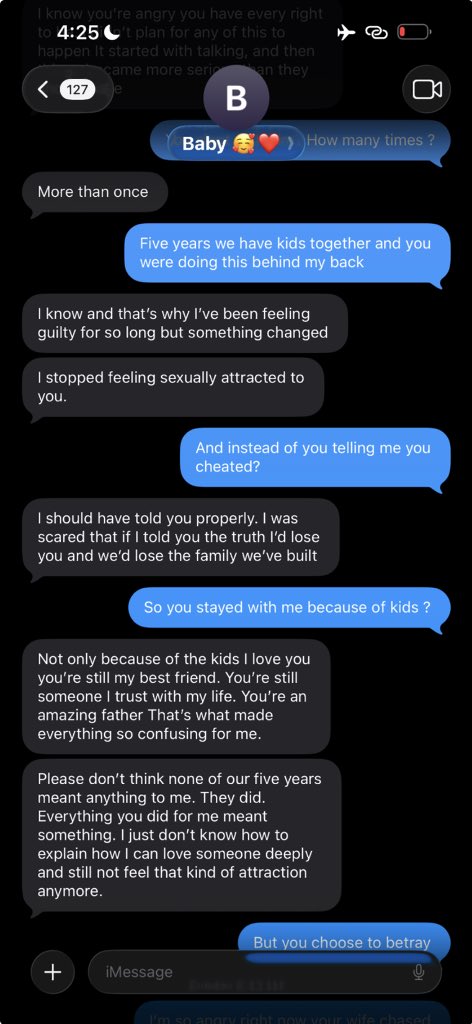 15x0xx's tweet photo. So you lost attraction but somehow found enough attraction to sleep with somebody else multiple times?Be serious 😭 https://t.co/PM62bx5qgh