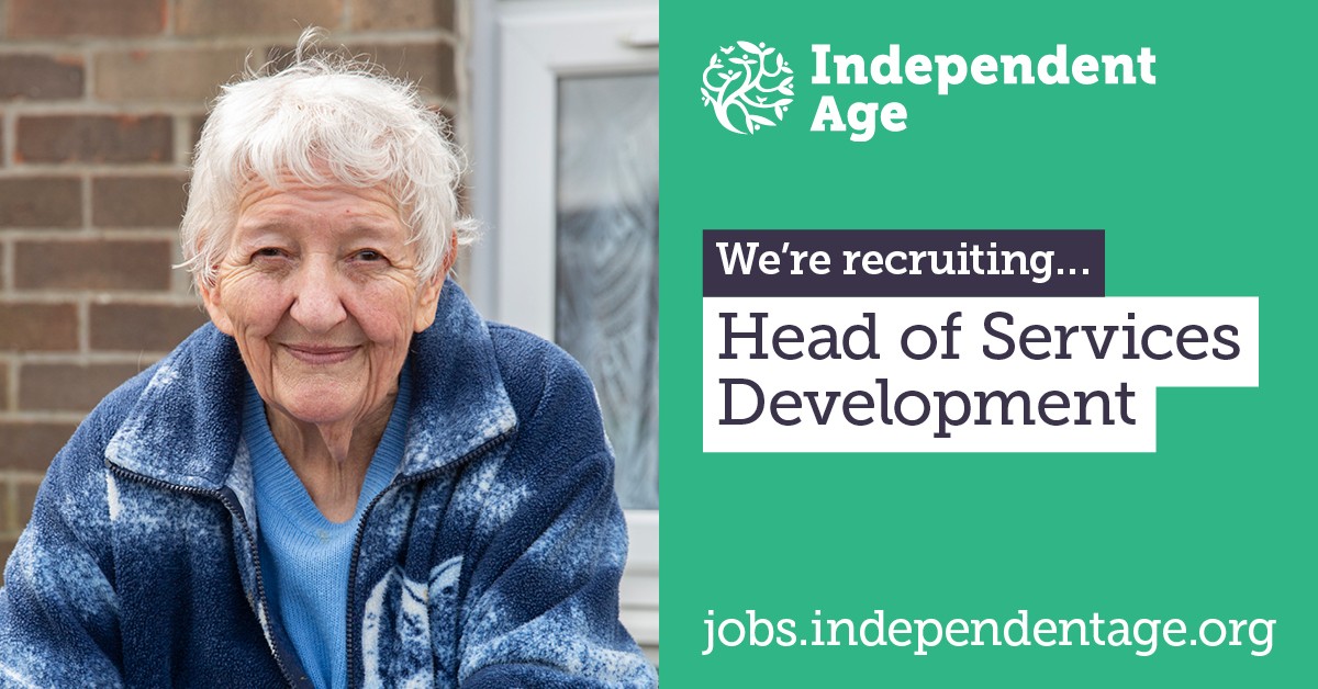 IndependentAge's tweet photo. Independent Age is #hiring! We are looking for a Head of Service Development to play a pivotal role in shaping the future of Independent Age’s services and maximising our impact for older people facing financial hardship.

Closes: 25 September

https://t.co/LkIWvULZVy https://t.co/85ENbaEzEL