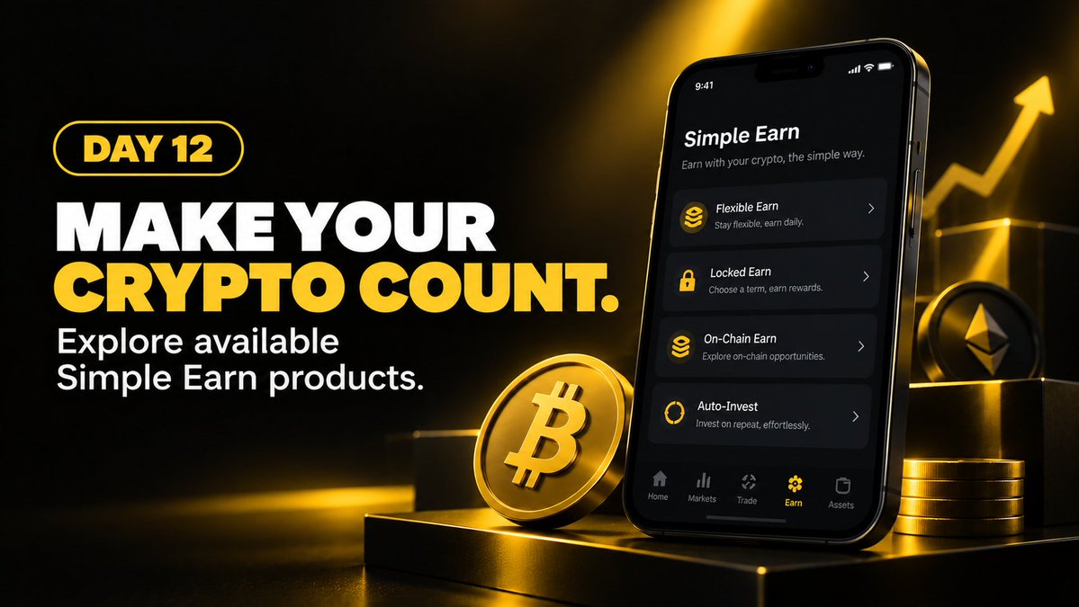 BinancePk's tweet photo. DAY 12 💛 | Simple Earn

Crypto hold kar rahe hain? Simple Earn ko samjhein.

Binance Simple Earn aapko apni available crypto ko different Earn products mein subscribe karne ka option deta hai.

Simple Earn mein products ki terms aur conditions alag ho sakti hain, is liye subscribe karne se pehle duration, rewards aur product details ko zaroor check karein.

Binance account nahi hai? Abhi banayein:
🔗 https://t.co/UlWq0CUvtK

🎁 $1,000 USDC mein se apna share jeetne ka chance!

@BinancePk ko follow karein aur is post ko RT karein.

21 days. 21 things to know. 💛