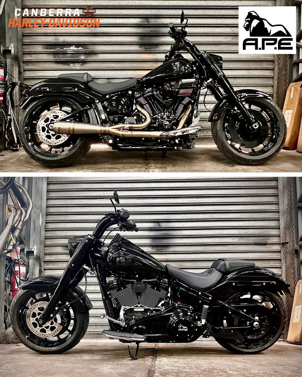 ApoloniaTre7's tweet photo. Limited Edition 2026 Talon Fat Boy 117 arriving soon at Canberra H-D. Just 20 units nationwide. Blacked out and built to perform with 140+HP, Screamin’ Eagle Heavy Breather Extreme, dyno tune and Burleigh Bars Roller Bars. $53, 990 Ride Away. https://t.co/cqp0FWKpE6